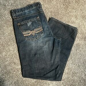 Seven7 mens distressed straight leg jeans denim size 38x32- EUC/SFH-